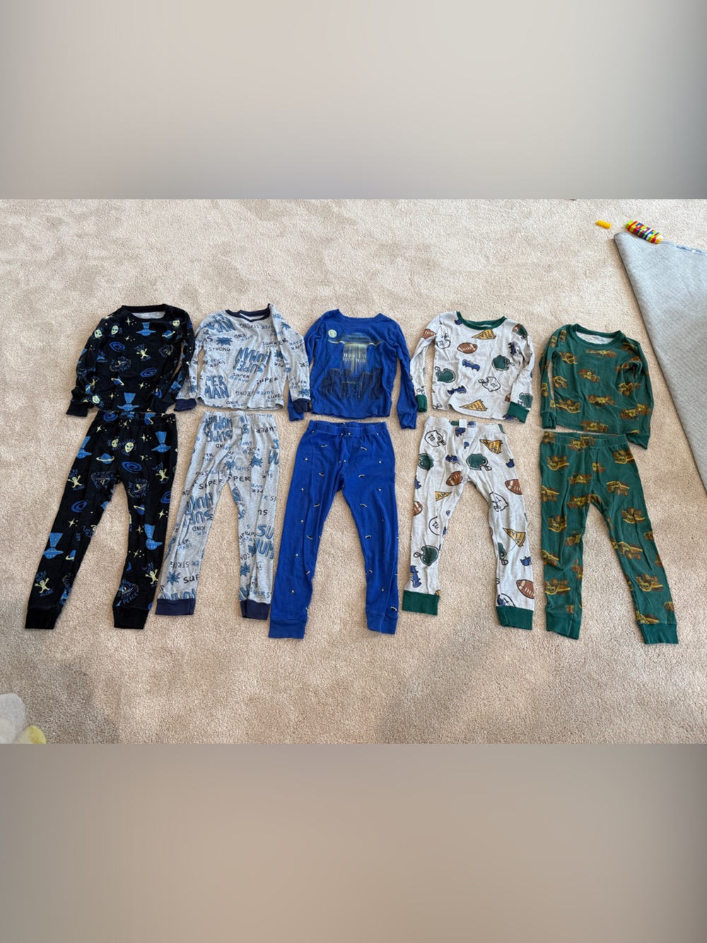 Boys Size 6 Pajamas Sets Cotton - 5 Sets